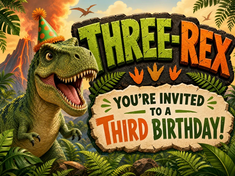 Three-Rex — Third Birthday, 3d, Dinosaur, T-Rex
