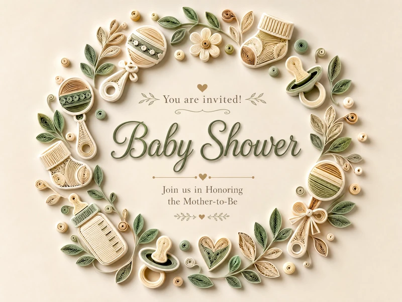 Wreath Of New Beginnings — Baby Shower, Green, Quilling Art, Paper