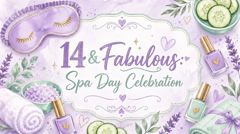 Spa Day Celebration — 14th Birthday, Spa Birthday, Sleepover Birthday, Purple, Spa