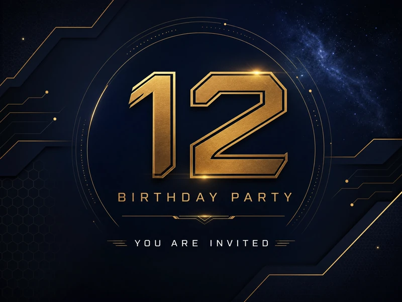 Foundational 12 — Space, Future, Dark Blue, Gold, 12th Birthday
