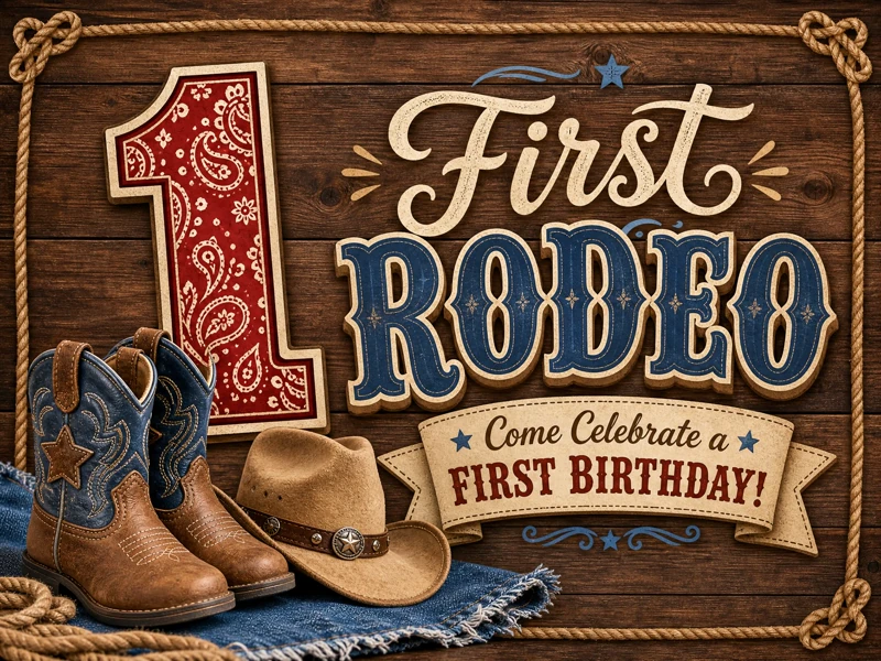First Rodeo — First Birthday, 1st, Texas, Cowboy Boots, Rodeo