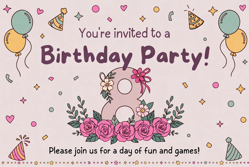 Cutsi Tutsi — 8th Birthday, Pink, Flowers, Balloons