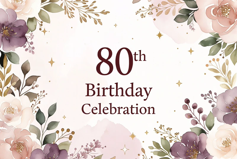 80th Birthday Invitation — Eighty, Flowers