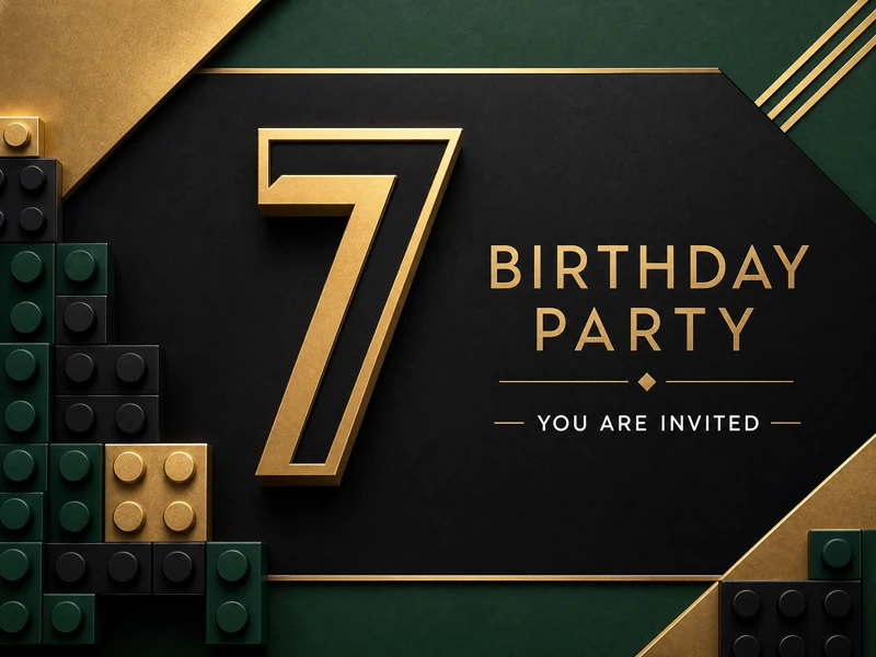 Lego Professionals — 7th Birthday, Invitation, Lego, Varsity