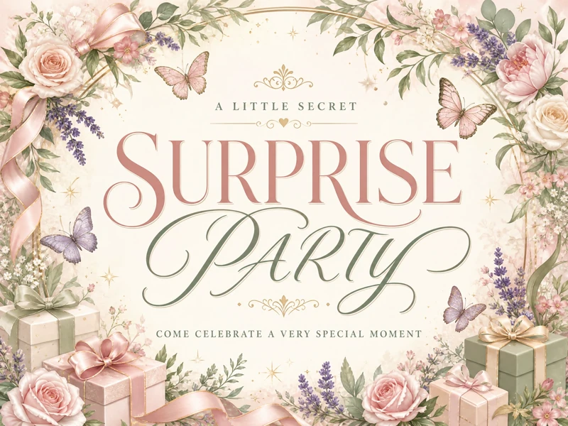 Quiet Surprise — Surprise Party, Flowers, Butterflies, Floral, Pink