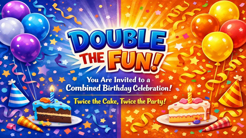 Double The Fun — Double Birthday, 2 Kids, Combined Birthday, Joint Birthday