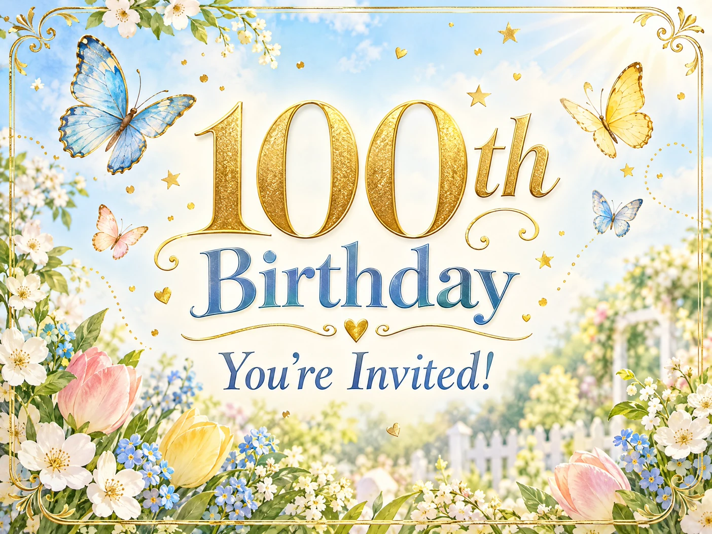 100 Blooms — 100th Birthday, Meadow, Butterflies, Flowers