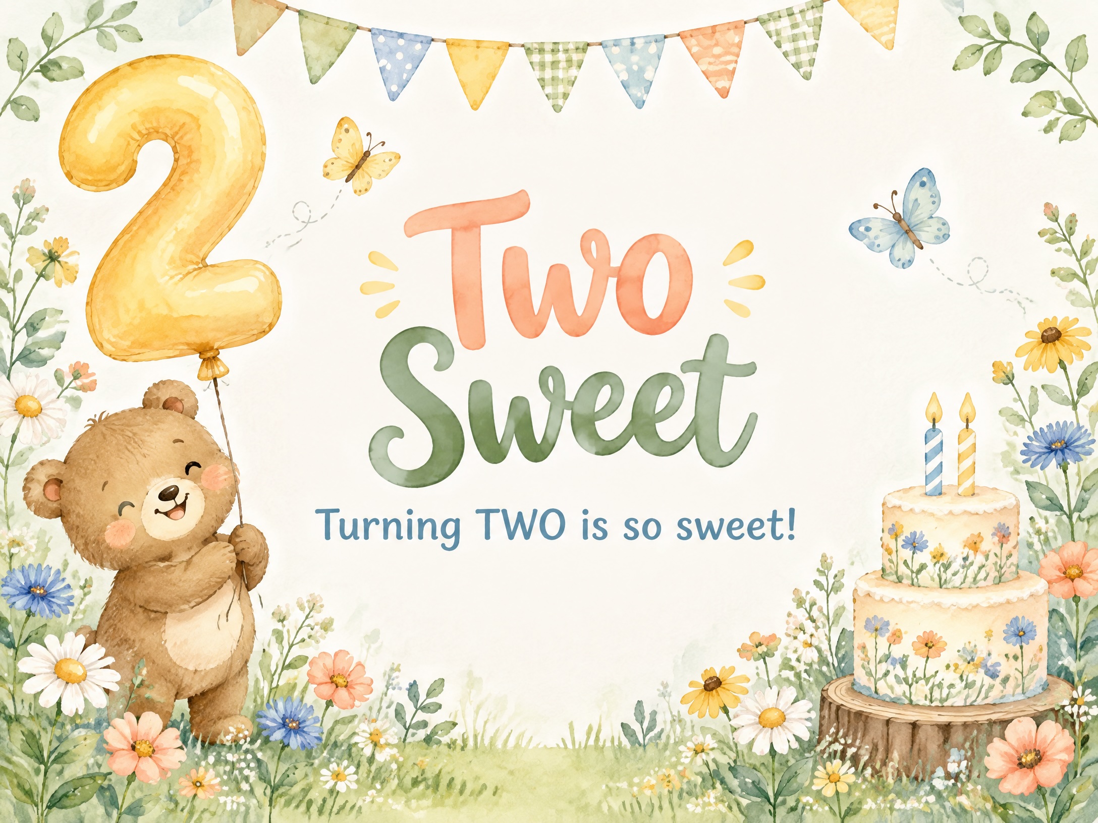Turning Two — Two Sweet, 2nd Birthday, Second Birthday, Teddy Bear, Cake