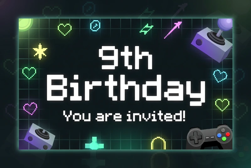 9th Birthday in Pixels — Retro, Video Games