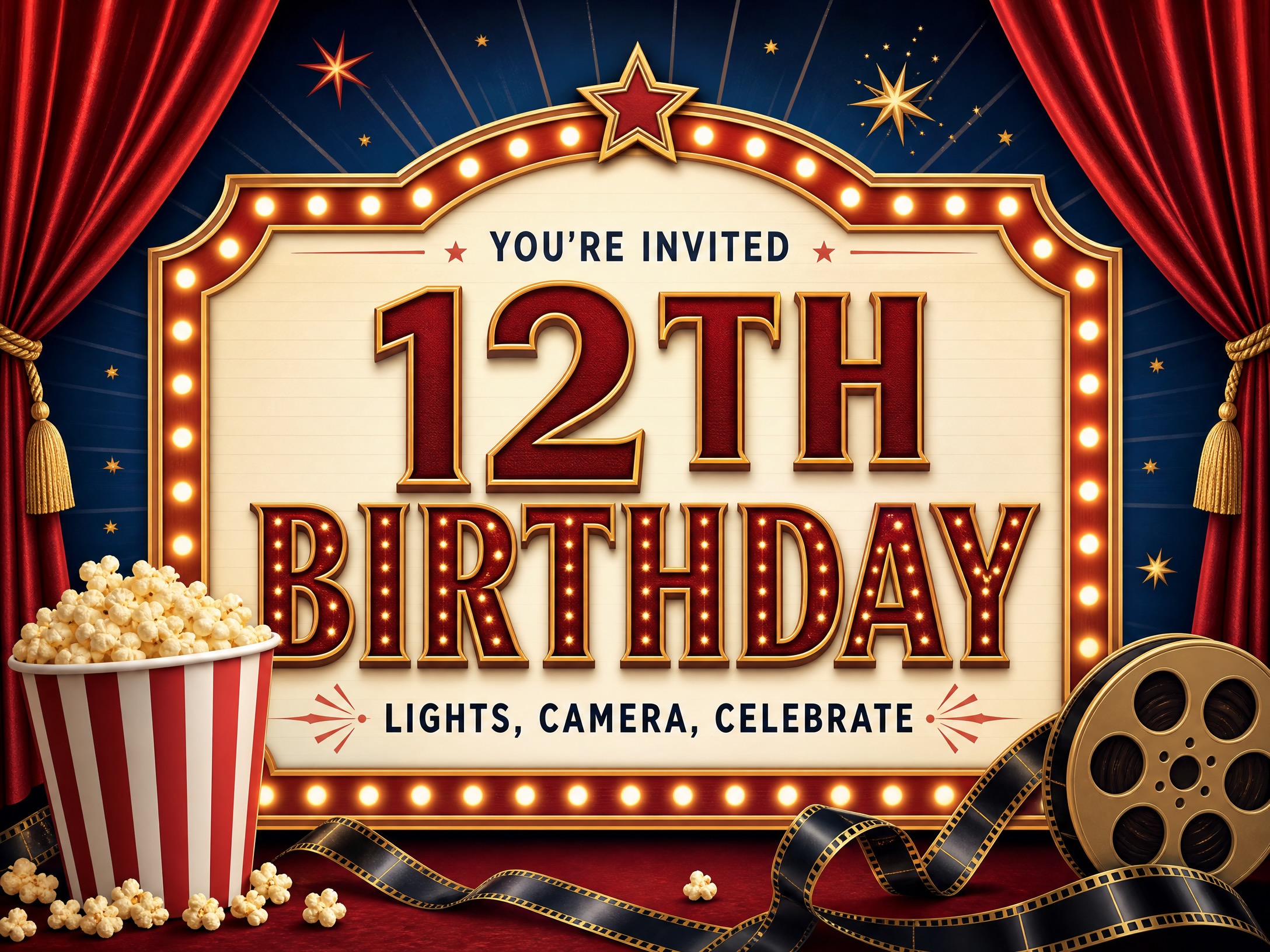 Movie Night Is Best — 12th Birthday, Movie Birthday, Popcorn
