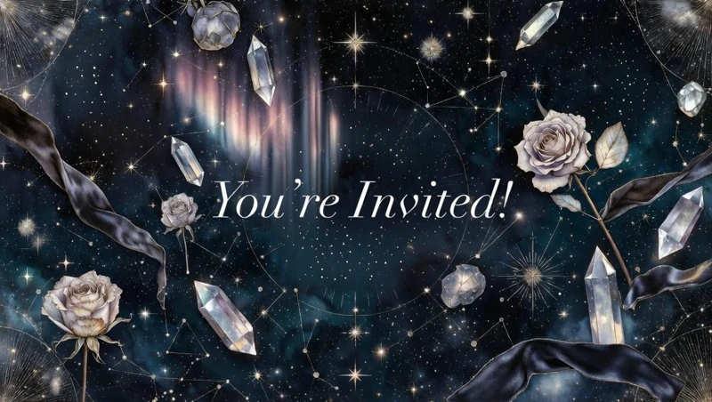 Moonlit Crystal Garden — Aurora, Roses, Crystals, Night Garden