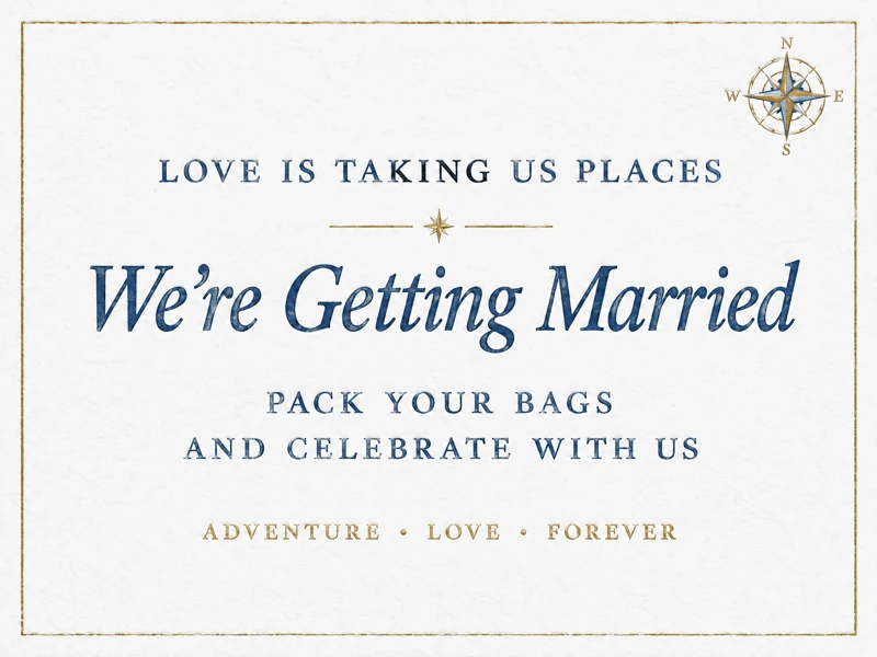 Love Is Taking Us Places — Destination Wedding, Invitation, Compass, Paper