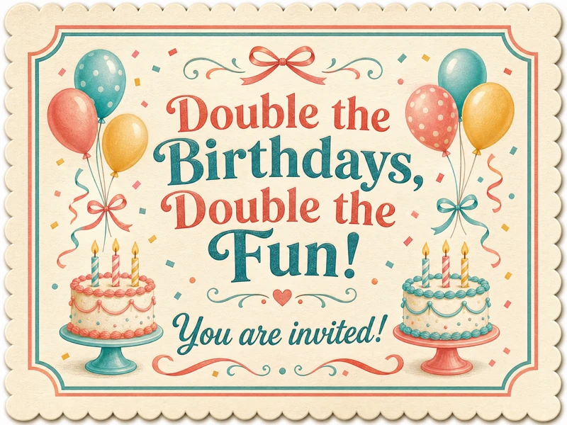 Double The Birthday - Double The Fun — Joint Birthday, Double Birthday, Cake, Candles, Balloons
