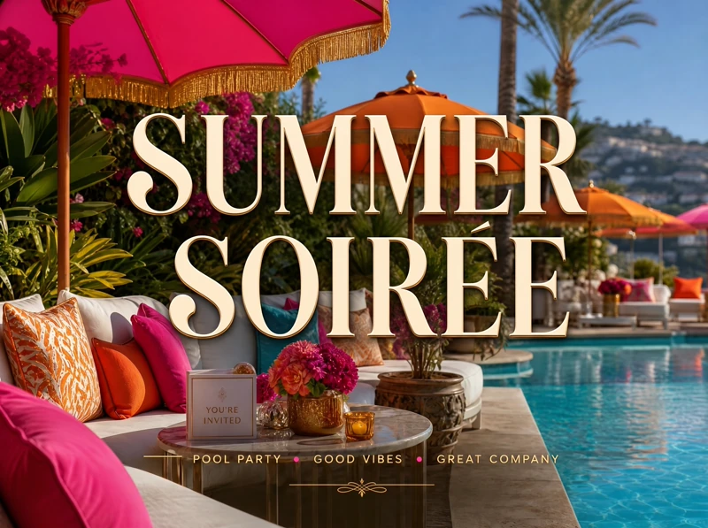 Summer Soiree Invitation — Pool Party, Soiree, Summer