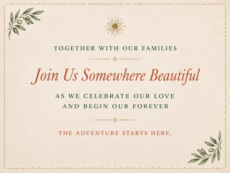 Join Us Somewhere Beautiful — Destination Wedding, Paper, Classic, Branch