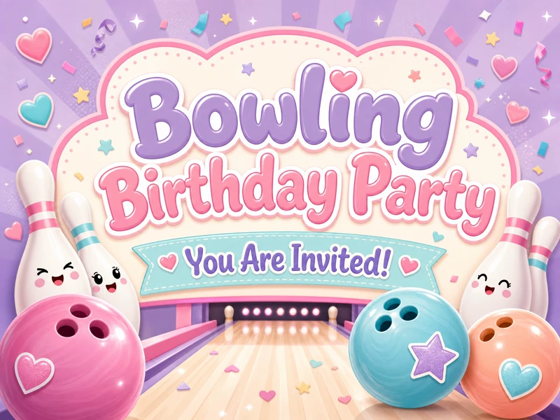 Bowling Birthday Celebration — Bowling Birthday, Purple, Pastel