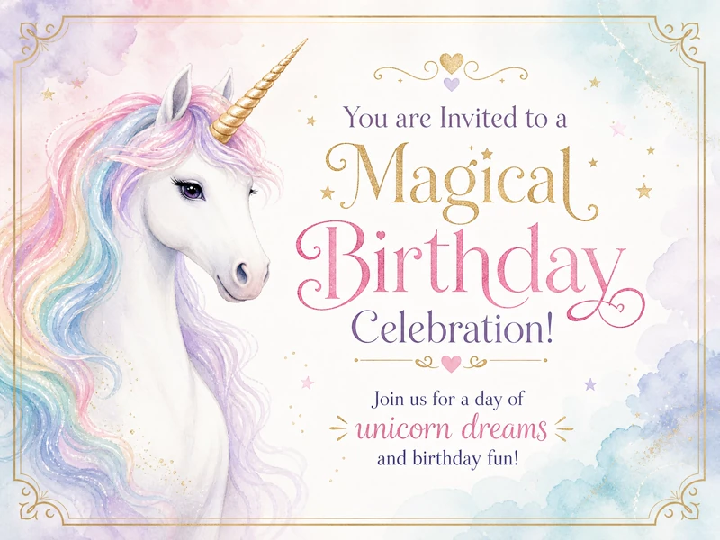 Dreams And Unicorns — Unicorn Birthday, Watercolor, Rainbow