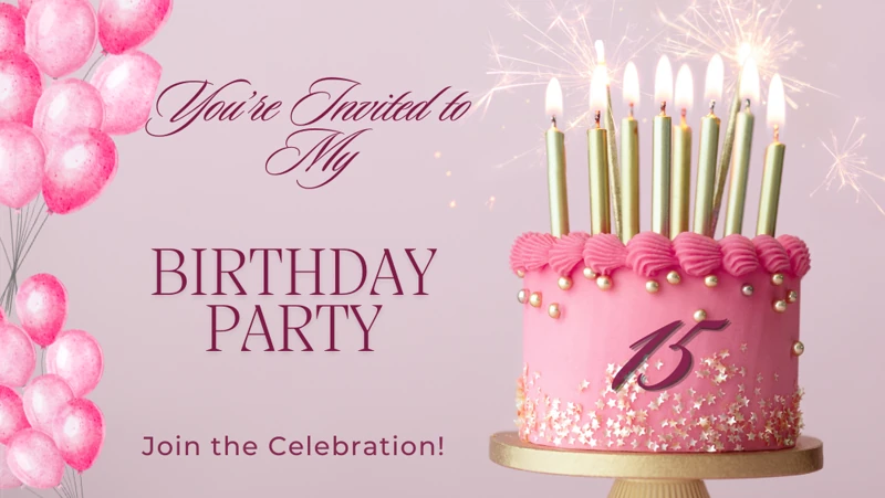 15th Cake — Fifteen, 15th, Pink, Cake, Balloons