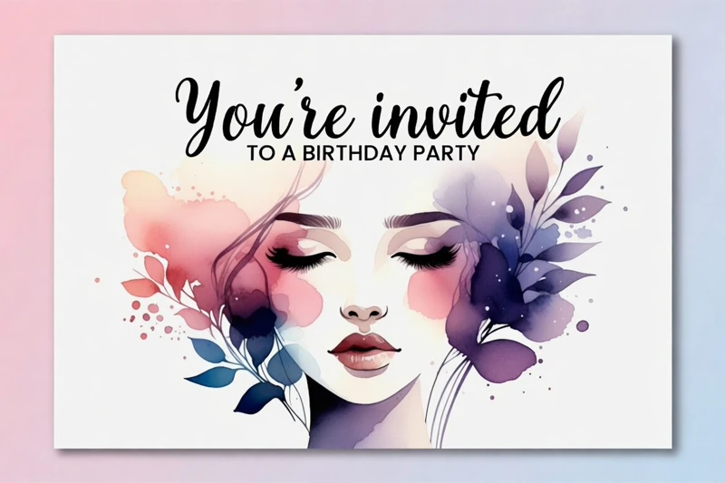 Modern Birthday — Painting, Girl, Pink