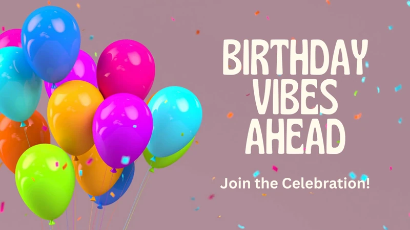 Birthday Vibes Only — Balloons, Neon, Confetti