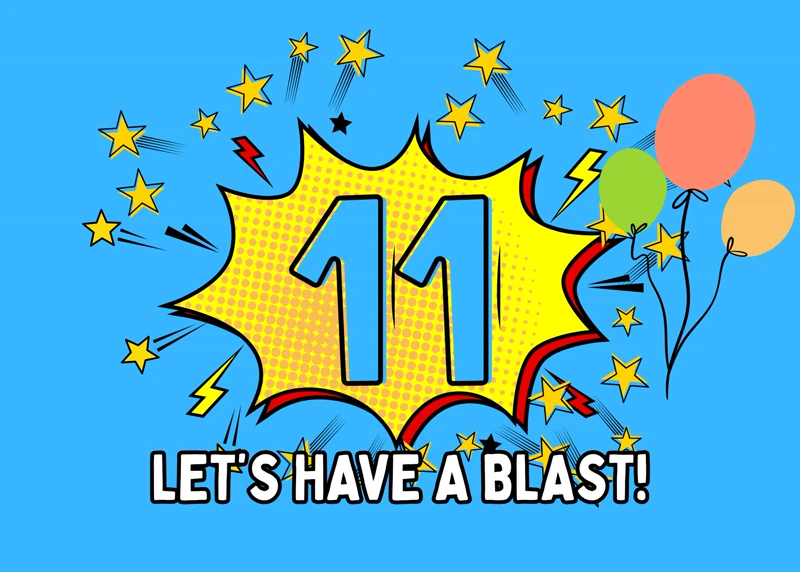 Blast of Fun — Balloons, Comics, Retro, 11th Birthday