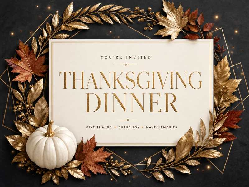 Dinner With Gratitude — Thanksgiving, Dinner, Fall Leaves, Pumpkin