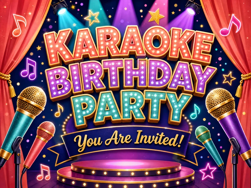 Karaoke Birthday Party Invitation — Karaoke Birthday, Karaoke Party, Singing