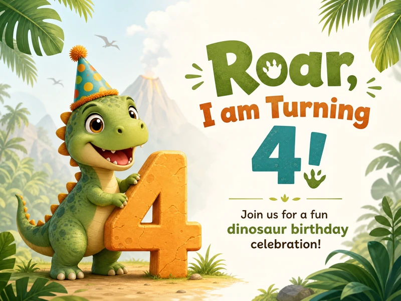Roar I am Four! — 4th Birthday, Dinosaur, TRex, Dinosaur Birthday