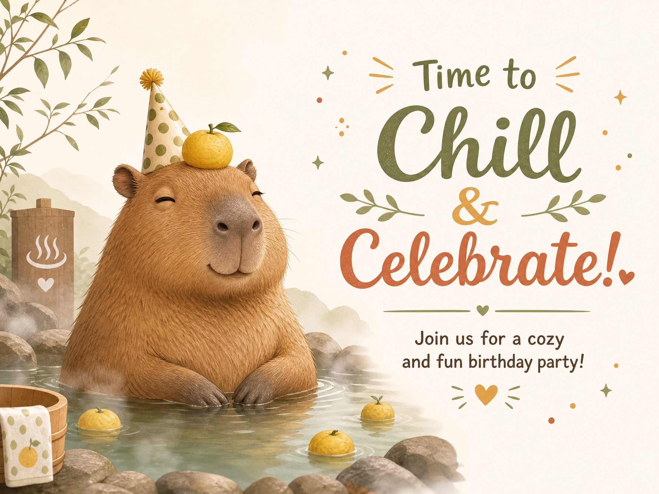 Chill And Celebrate — Capybara Birthday, Spa Birthday, Funny