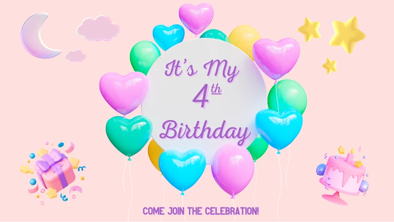 Candy Presents — Fourth, 4th Birthday, Clay, Pastel Pink, Colorful