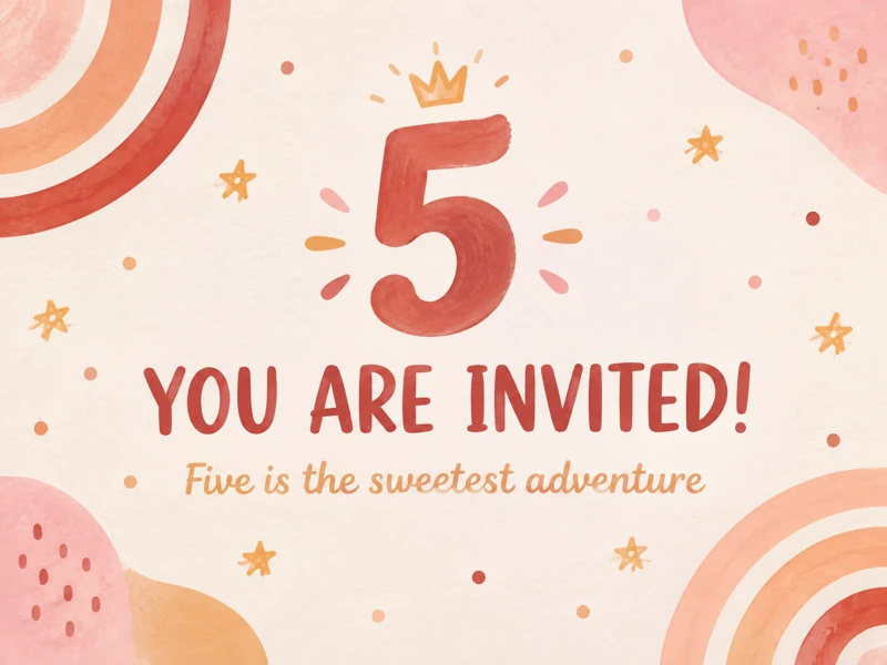Five Is The Sweetest Adventure — 5th Birthday, Modern, Red, Crown