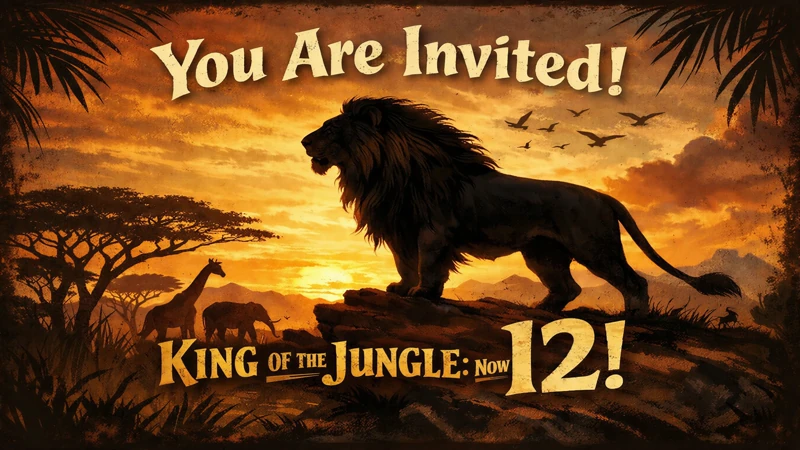 King of Jungle Is 12 — Twelve, Twelfth, 12th Birthday, Lion King