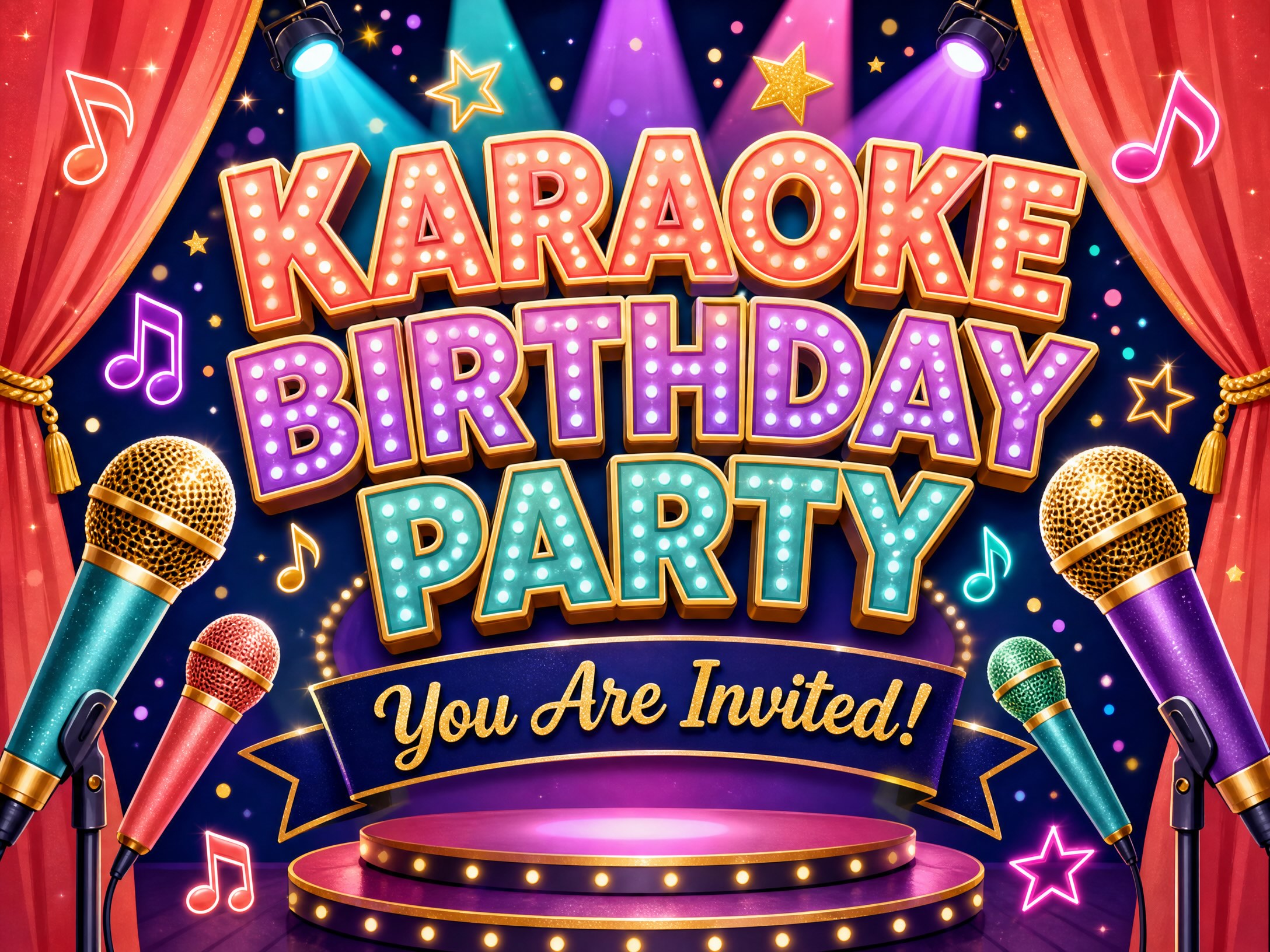 Karaoke Birthday Party Invitation — Karaoke Birthday, Karaoke Party, Singing