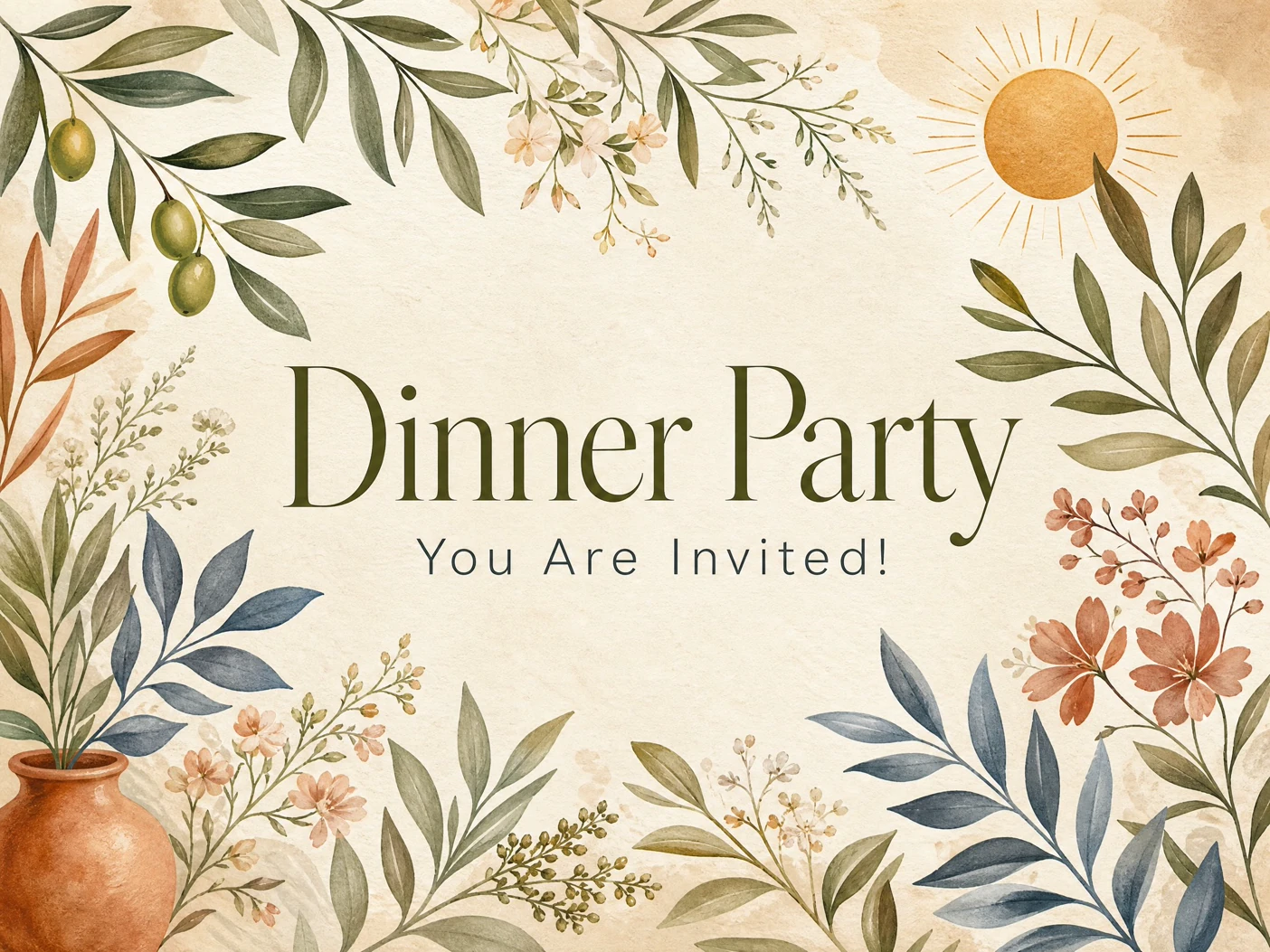 Botanical Taste — Dinner Party, Olive Tree, Floral