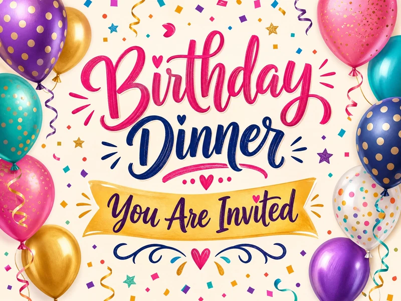 Hooray and Balloons — Birthday Dinner, Confetti, Invite, Balloons