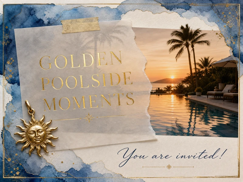 Golden Poolside Moments — Pool Party, Golden Hour, Palm Tree