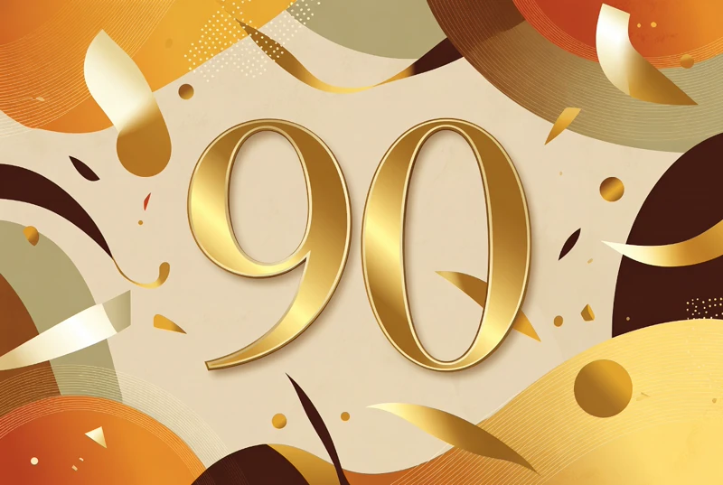 90 — 90th Birthday, Ninety, Ninetieth, Gold