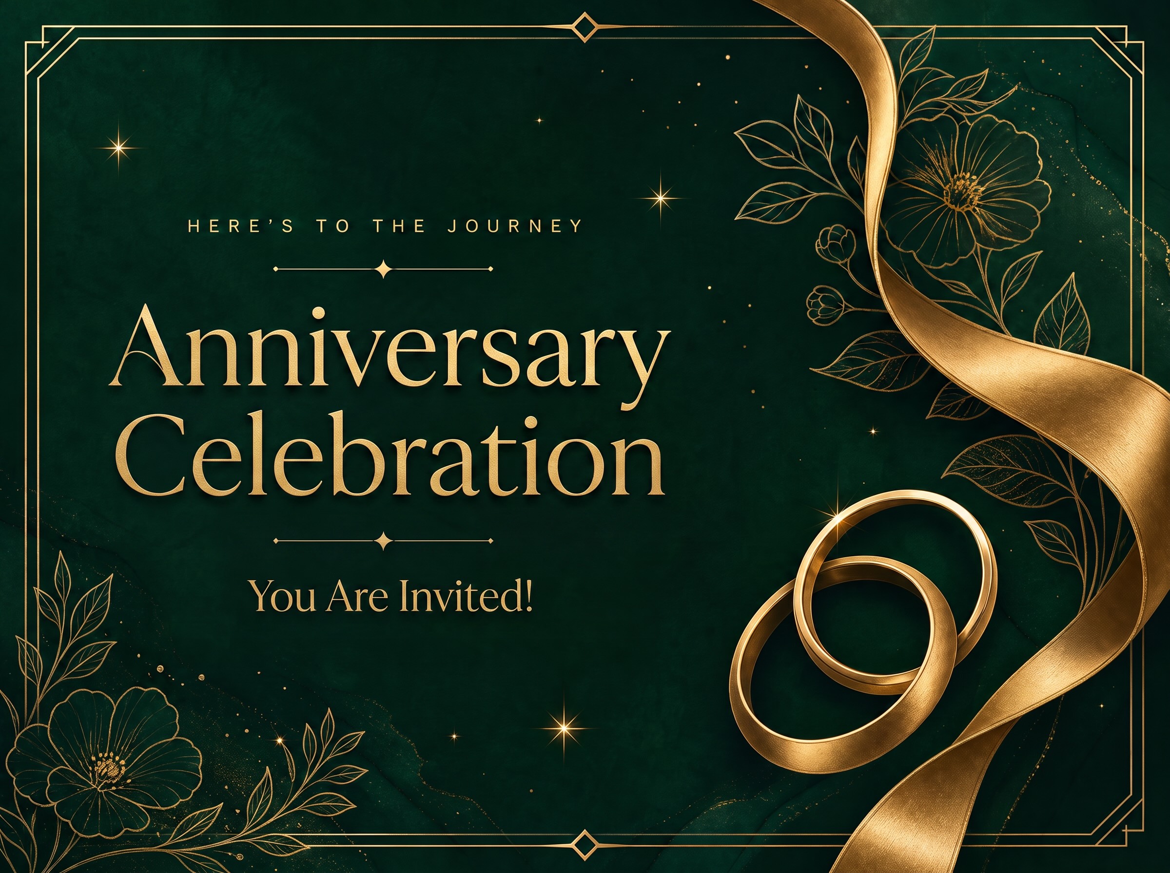 Emerald And Gold — Anniversary, Invitation, Rings, Love, Green And Gold