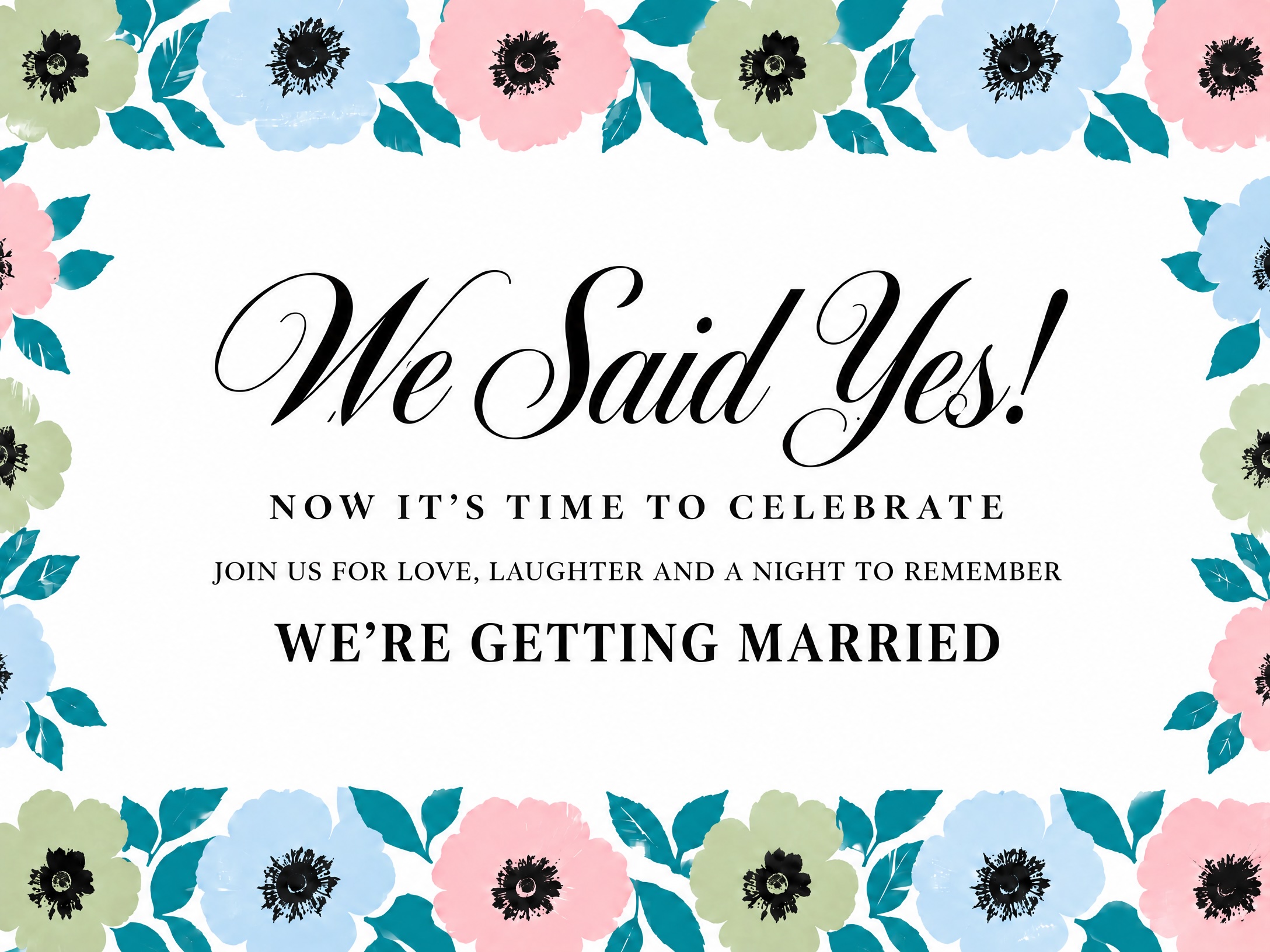 We Said Yes — Wedding Invitation, Modern, Floral, Digital