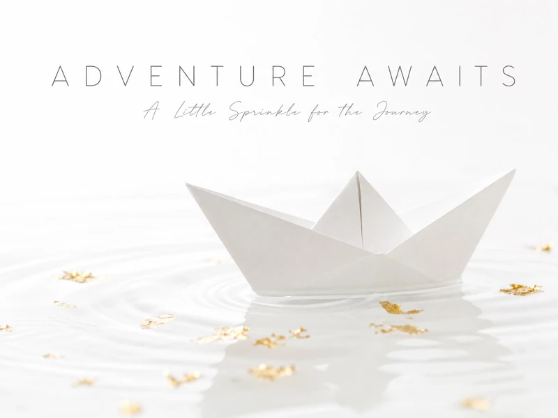 Adventure Awaits — Baby Sprinkle, Minimalistic, White, Paper Boat