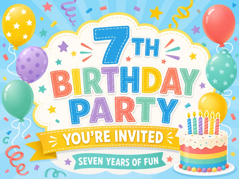 7 Years Of Color — 7th Birthday, Balloons, Colors, Rainbow, Cake