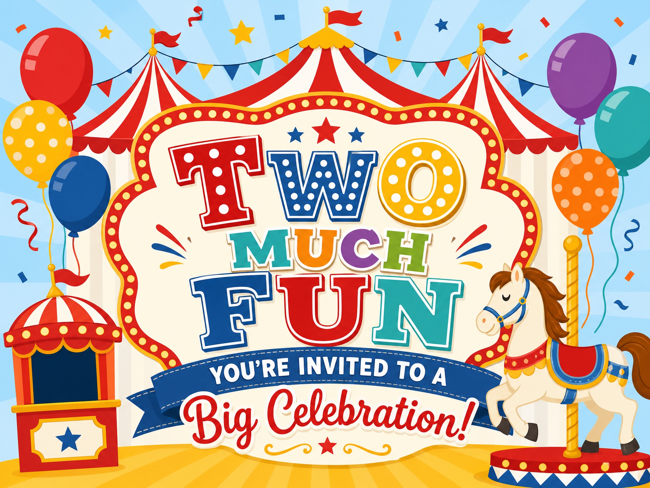 Two Much Fun — 2nd Birthday, Circus, Balloons, Second Birthday
