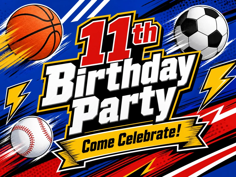 Ready, Set, Eleven! — 11th Birthday, Invitation, Sports, Balls, Soccer, Basketball, Tennis