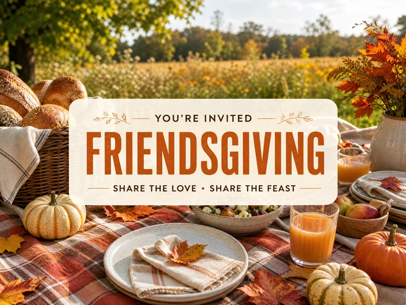 Share The Love, Share The Food — Friendsgiving, Thanksgiving, Picnic, Farm Theme, Rustic, Pumpkin