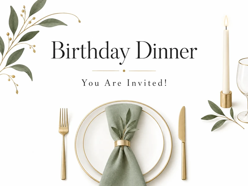 Birthday Dining — Birthday Dinner, Invitation, Minimalistic, Elegant