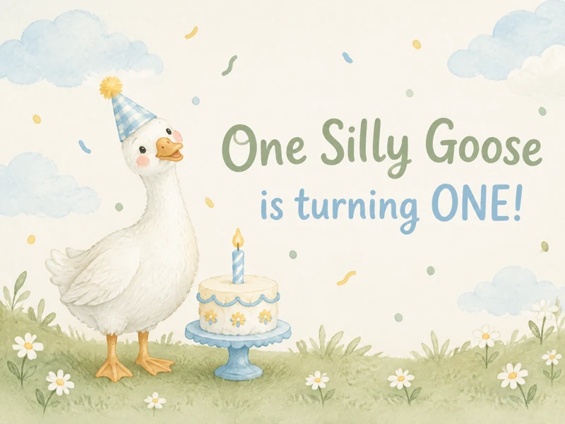 One Silly Goose — First Birthday, 1st Birthday, One Silly Goose, Invitation, Watercolor