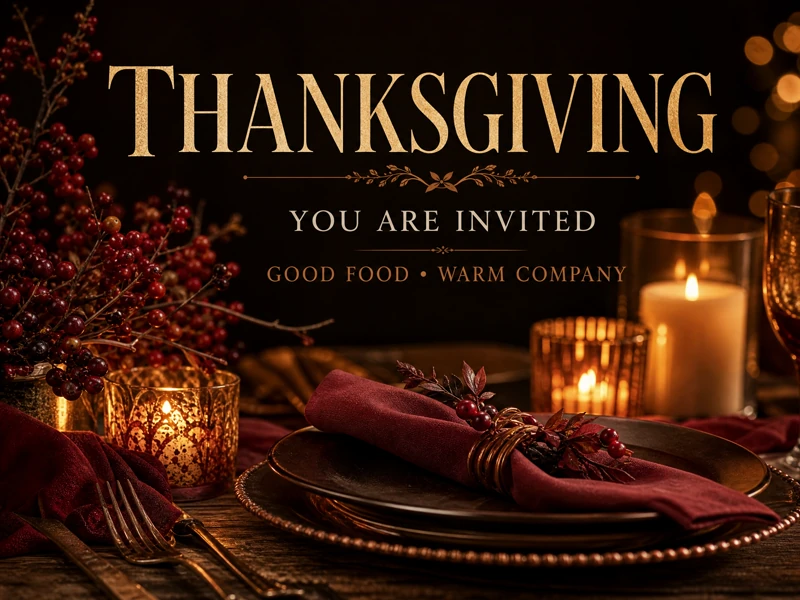 Thanksgiving Dinner Together — Thanksgiving, Dinner, Table, Candles