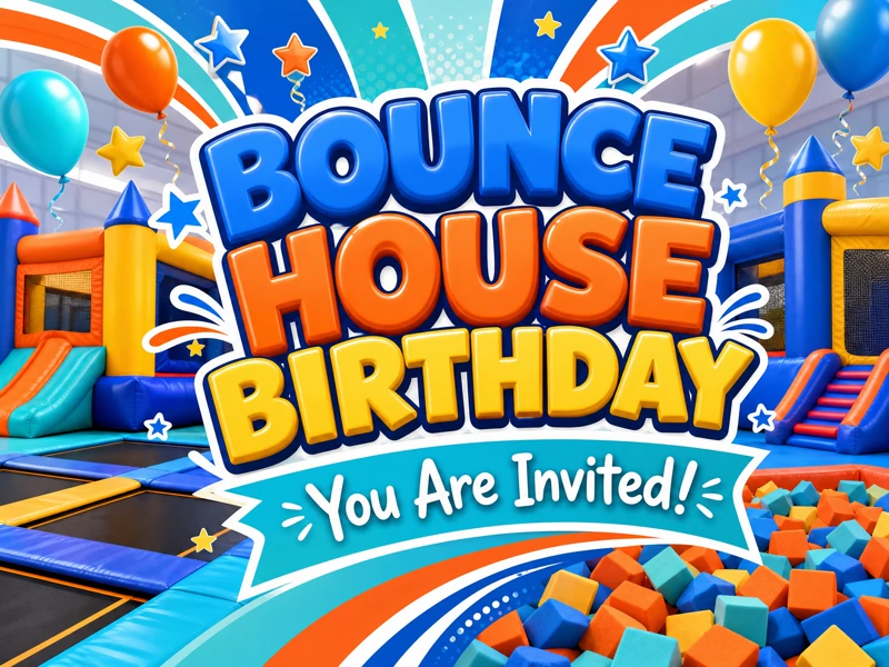 Bounce House Birthday Invitation — Bounce House Birthday, Trampoline Park Birthday, Indoor Gym Birthday Party