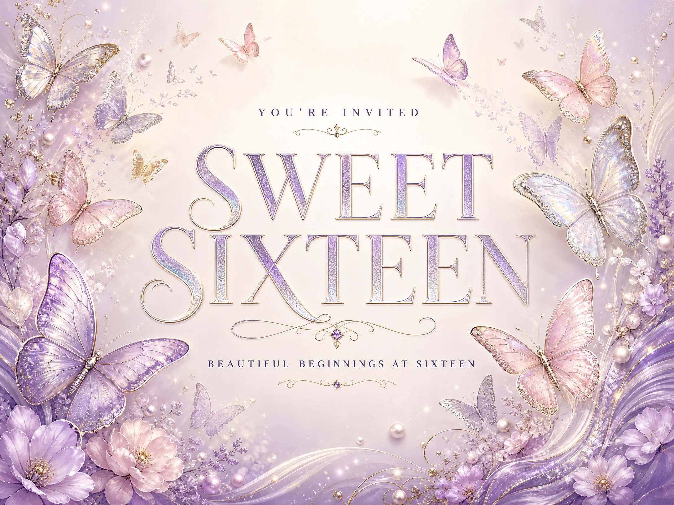 Elegant As A Butterfly — Purple, Butterfly, Sweet 16