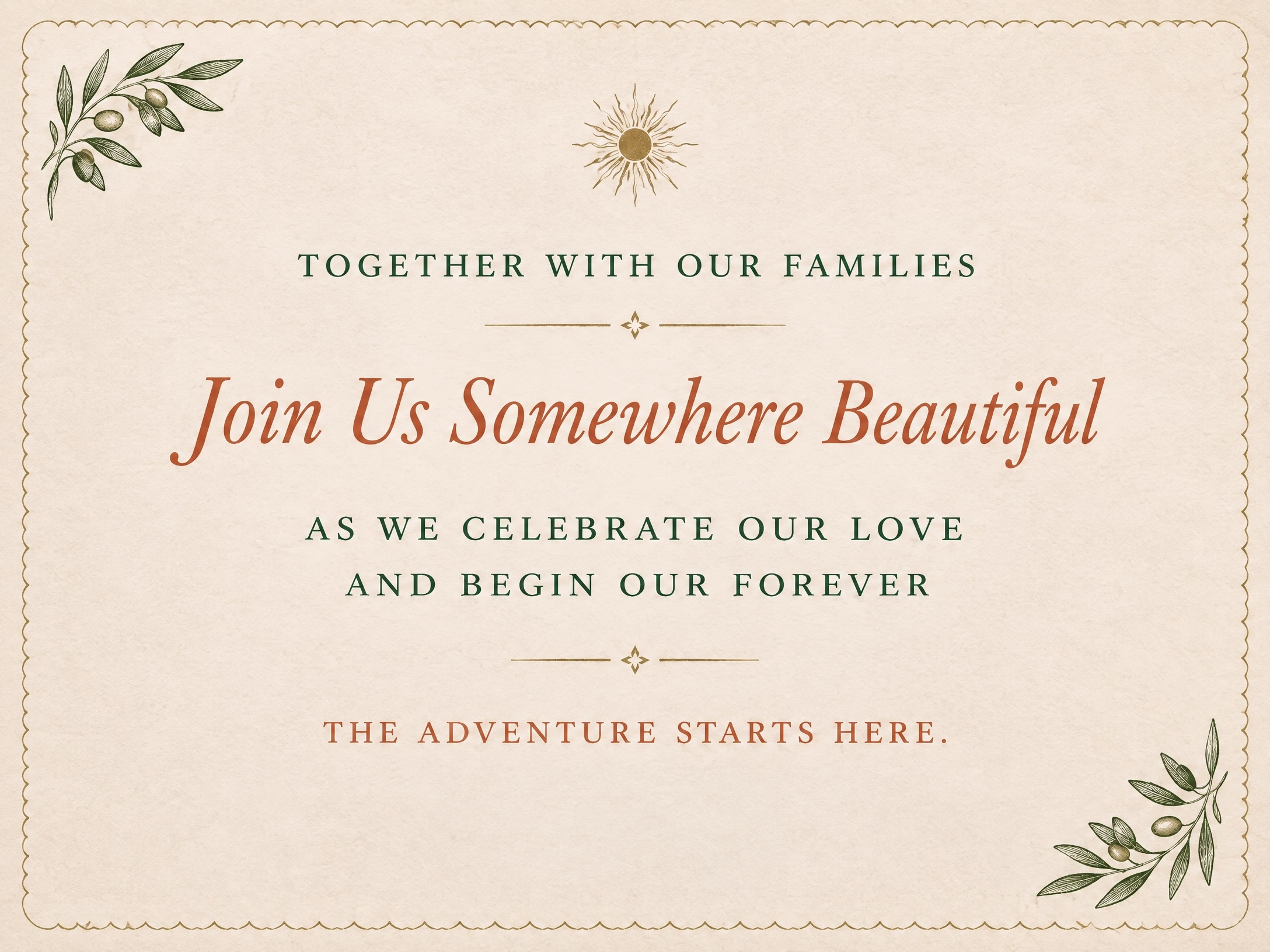 Join Us Somewhere Beautiful — Destination Wedding, Paper, Classic, Branch
